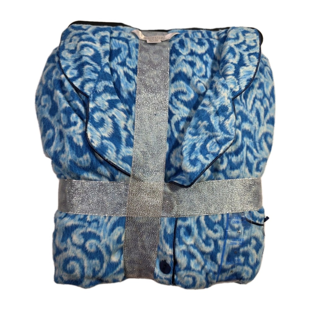 New Celestial Dreams PJ Set Womens Plus 3X Pajama Top Pants Fleece Blue Hallows